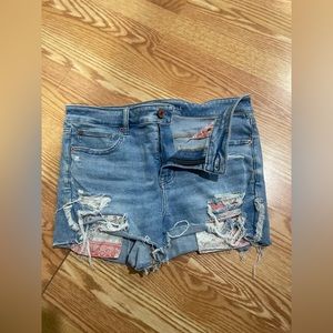 American Eagle Size 14 Distressed Hi Rise Shortie Short